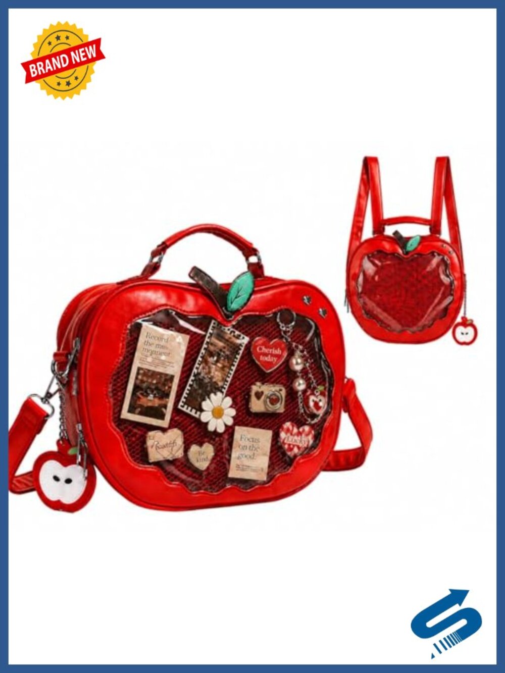 PU Leather Ita Bag Clear Display Window Crossbody Purse Kawaii Anime